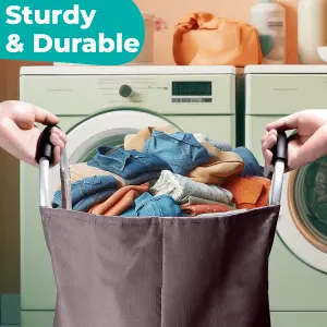 40L Grey Collapsible Laundry Hamper with Padded Handles Foldable Laundry Basket