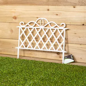 Pack of 12 27cm White Plastic Garden Patio Lawn Border Fence Edging