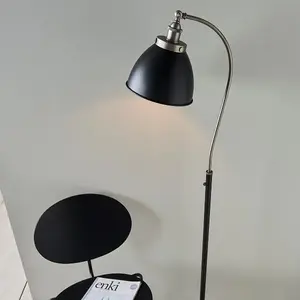 Luminosa Franklin Task Floor Lamp, Aged Pewter Plate, Matt Black Paint