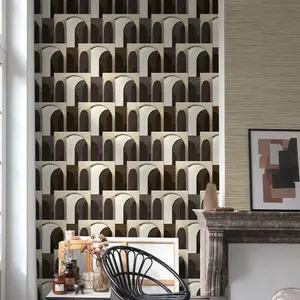 Grandeco Geometric  Ada Textured Wallpaper,  Black