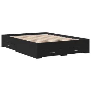 Berkfield Bed Frame with Drawers without Mattress Black 135x190 cm Double