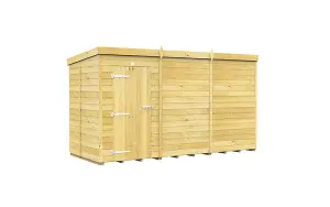 12 x 5 Feet Pent Shed - Single Door Without Windows - Wood - L147 x W358 x H201 cm