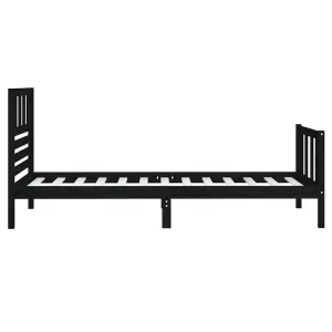 Berkfield Bed Frame Black Solid Wood 90x200 cm