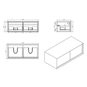 Declan Black & Concrete Wall Mounted Vanity Unit & Basin Set (W)1200mm (H)400mm