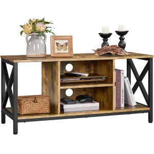 Yaheetech Rustic Brown 106 cm Wide TV Stand with Storage Shelves and Cable Management