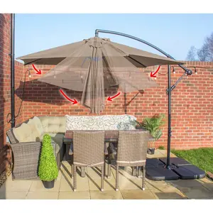 Apollo Banana Cantilever Parasol with Built in LED Lights Beige