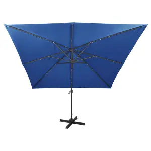 Berkfield Cantilever Umbrella with Pole and LED Lights Azure Blue 300 cm