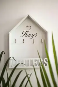 White Wooden Letter Rack & Key Holder