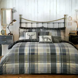 Connolly Plaid Duvet Cover Set with Pillowcases Ochre / Single - 1 Standard Pillowcase