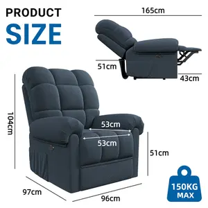 Power Recliner Chair, Electric Adjustable Teddy Fleece Sofa with USB Port