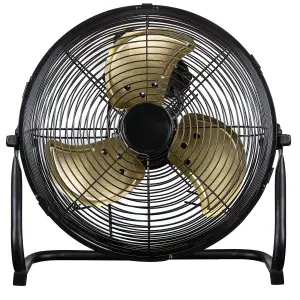 Russell Hobbs Floor & Ground Fan 12 Inch High Velocity Brushed Black and Gold 3 Speed RHGF1221BG