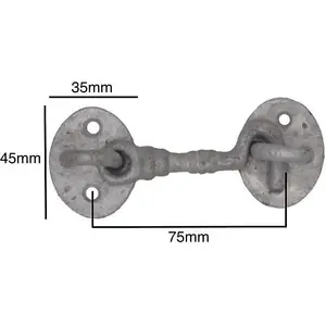 EAI Cabin Hook Iron Strong Hold Back Gate or Door Hook Barrel Style Cast Iron -  75mm - Galvanised