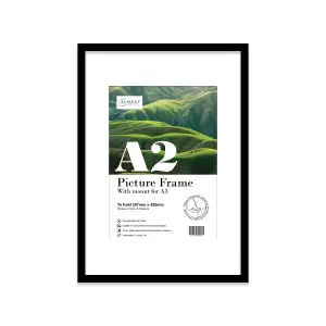 A2 Black Picture Frame With Mount for A3 (29.7 x 42cm - 11.7 x 16.5in) Poster, Photo, Artwork, or Print.