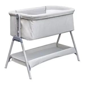 Snoozie Folding Travel Cot with Mattress Light Grey