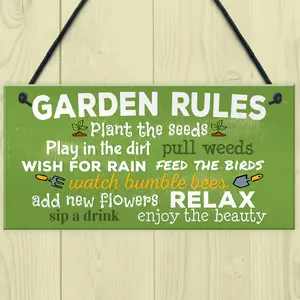 Red Ocean Garden Rules Relax Novelty Hanging Plaque SummerHouse Sign Garden Shed Friendship Gift