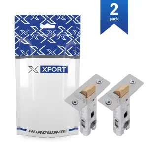 XFORT 2 Pack 75mm Satin Chrome Tubular Latch, Mortice Door Latch