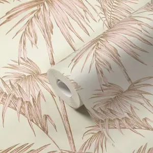 Lola Paris Palm Motif Wallpaper Cream / Pink AS Creation 36919-3