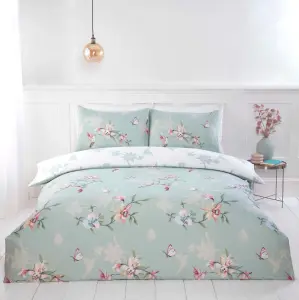 Hummingbird Microfibre Floral Polyester Duvet Set With Pillowcase