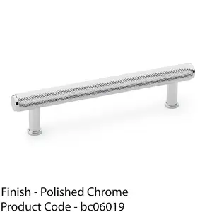 Knurled T Bar Pull Handle - Polished Chrome - 128mm Centres Premium Drawer Door