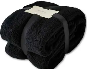 BLANKET THROW Teddy Bear Flannel Fleece Fluffy Fur Super Soft  King 200 x 240 cm Black