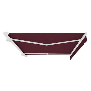 Primrose Awnings 2.5m x 2m Retractable Electric Full Cassette Burgundy Awning Outdoor Patio Canopy