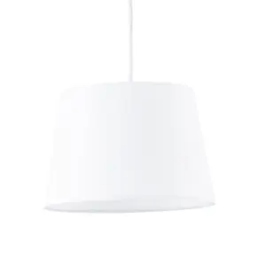 First Choice Lighting Set of 2 White Cotton 23cm Tapered Cylinder Pendant or Lamp Shades