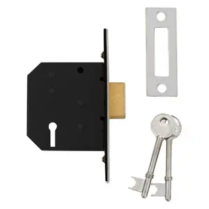 Diall 64mm Polished Chrome effect Metal 3 lever Deadlock