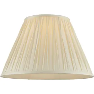 16" Tapered Lamp Shade - Ivory Silk Pinched Pleats Fabric Cover - Table Light