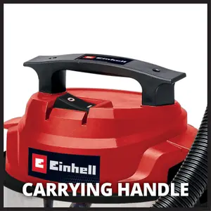 Einhell Wet And Dry Vacuum Cleaner 12L Stainless Steel 1250W With Blower Function Corded Electric TC-VC 1812 S