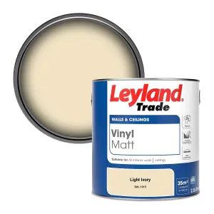 Leyland Trade Vinyl Matt Walls & Ceilings Emulsion Paint Light Ivory (RAL 1015) 2.5L