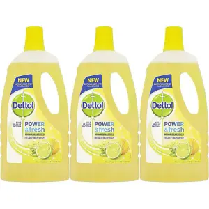 Dettol Power and Fresh Floor Cleaner Lemon, 1L (Pack of 3)