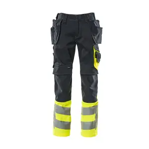 Mascot Safe Supreme Trousers with Holster Pockets (Dark Navy/Hi-Vis Yellow)  (28.5) (Leg Length - Regular)