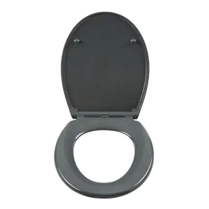 GoodHome Diani Grey Round Soft close Toilet seat