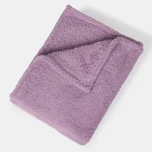 Brentfords Teddy Fleece Blanket Large Throw Over Bed, Lilac - 150 x 200cm