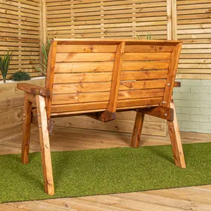 Charles Taylor Hand Made Traditional 2 Seater Chunky Rustic Wooden Garden Bench Furniture Flat Packed