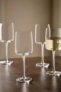 Next Set Of 4 Clear Angular Wine Glasses - Clear