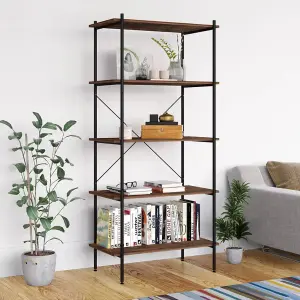 Berkfield 5-Tier Shelving Unit Black and Dark Wood 80x40x163 cm