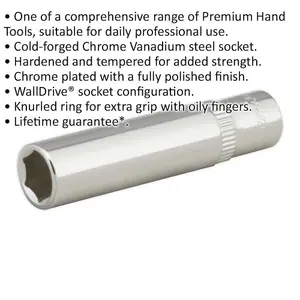 8mm Deep Drive Socket - Forged Chrome Vanadium Steel with 1/4 Inch Square Drive