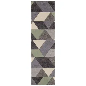 Modern Green Geometric Easy to Clean Rug for Dining Room-200cm X 285cm