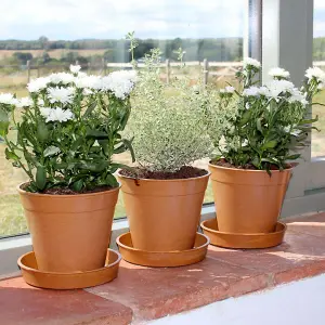 Garden Bamboo Pots indoor outdoor Greenhouse Compostable Bamboo (5" Terracotta Flower Pots)