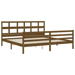 Berkfield Bed Frame with Headboard Honey Brown 200x200 cm Solid Wood