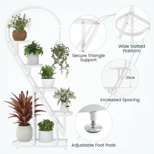 Costway 5 Tier Metal Plant Stand Heart-shaped Ladder Plant Shelf w/ Hanging Hook