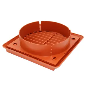 Kair Terracotta Louvred Grille 155mm External Dimension Wall Ducting Air Vent with Round 125mm - 5 inch Rear Spigot