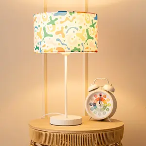 ValueLights Charles White Metal Single Stem Table Lamp with Abstract Lamp Shade and LED Bulb