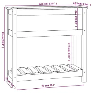 Berkfield Planter with Shelf Black 82.5x34.5x81 cm Solid Wood Pine