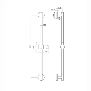 ENKI Chrome Modern Shower Slider Rail with Bracket S12