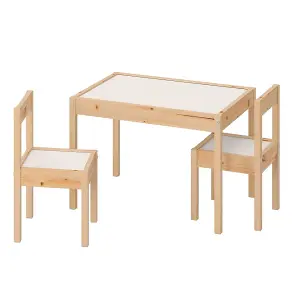 Wadan Kids Table and Chair Set Children Wooden Activity  Stylish White/Pine