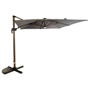 Athena Roma Square Parasol Wooden Umbrella With LED Lights Grey