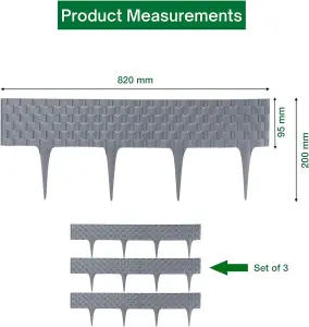 Flexible Grey Rattan Effect Lawn Edging 2.4m - Flexible Plastic Garden Border Easy Install Edging for Grass, Gravel and Landscape