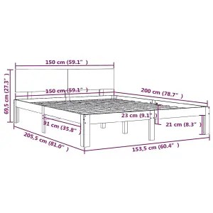 Berkfield Bed Frame White Solid Wood 150x200 cm King Size